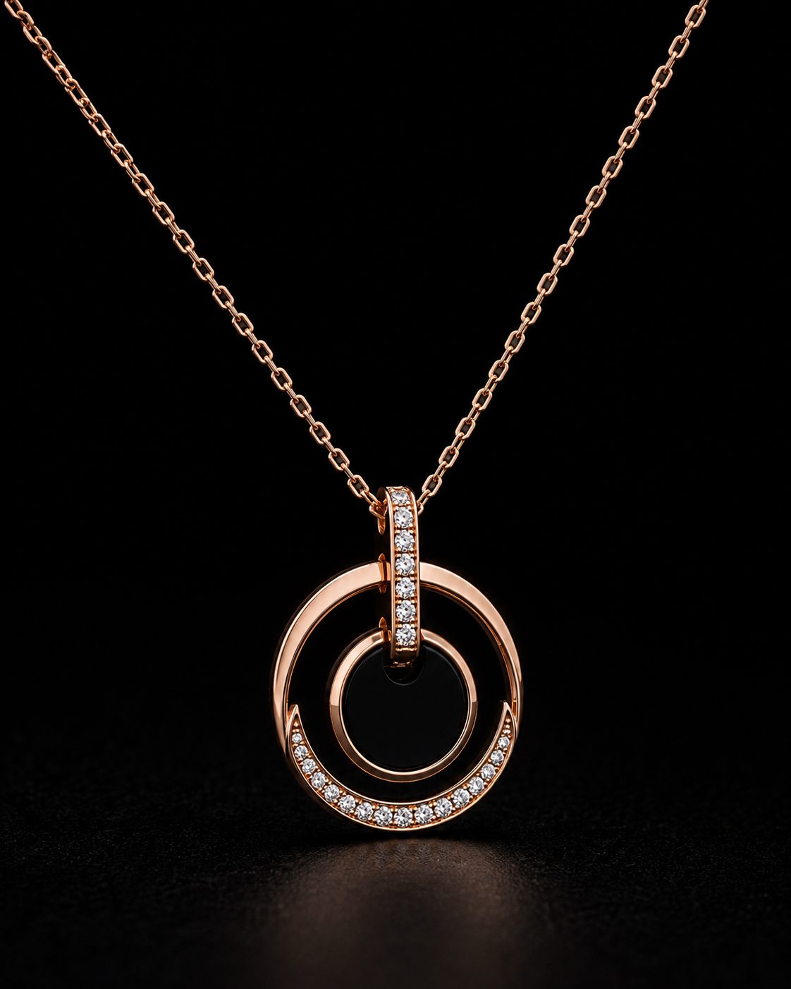 Rose gold circular pendant